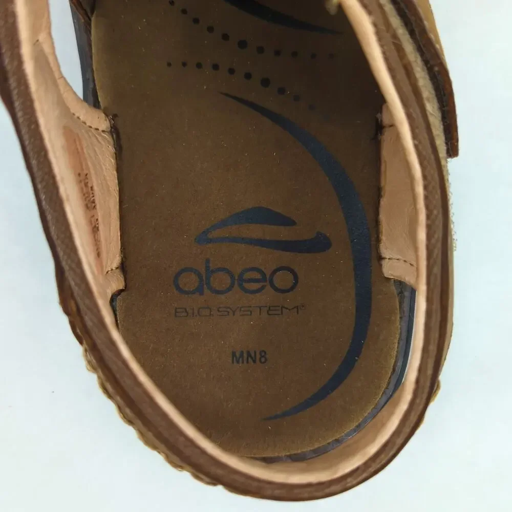 Abeo Sandals Mens 8 Brown Leather Burke Fisherman Bio System Neutral Footbed